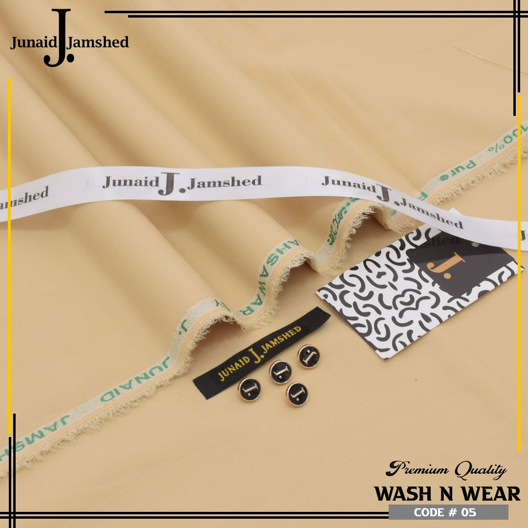J. Junaid Jamshed Royal Tag Men's Unstitched Wash and Wear Fabric in Creamy Beige