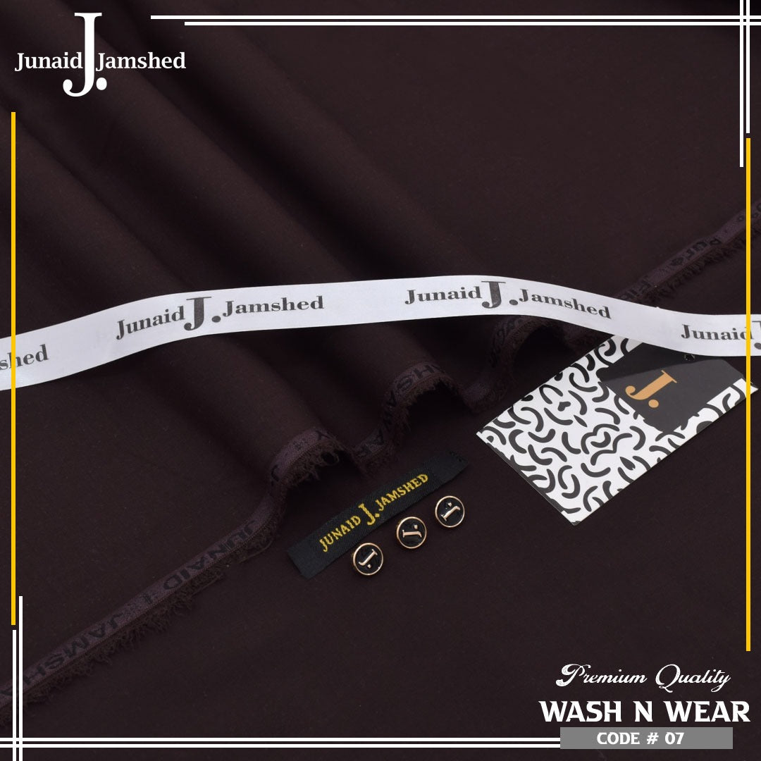 J. Junaid Jamshed Royal Tag Men's Unstitched Wash and Wear Fabric in Dark Espresso