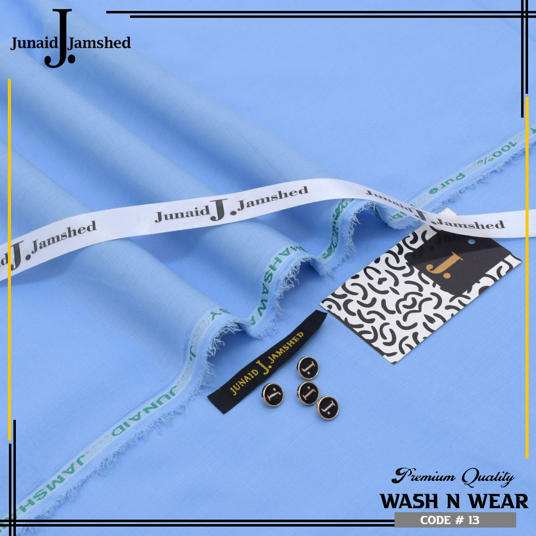 J. Junaid Jamshed Royal Tag Men's Unstitched Wash and Wear Fabric in Sky Blue