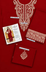 Pure Dhanak 2PC embroidered winter suit in Deep Burgundy