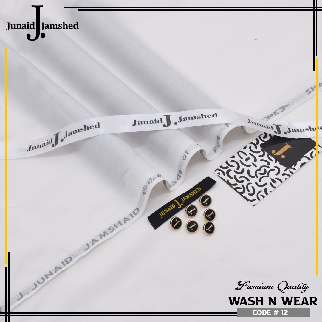 J. Junaid Jamshed Royal Tag Men's Unstitched Wash and Wear Fabric in White