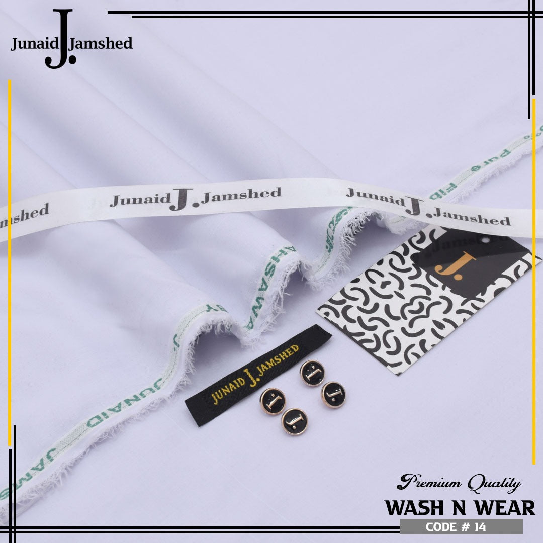 J. Junaid Jamshed Royal Tag Men's Unstitched Wash and Wear Fabric in Wite