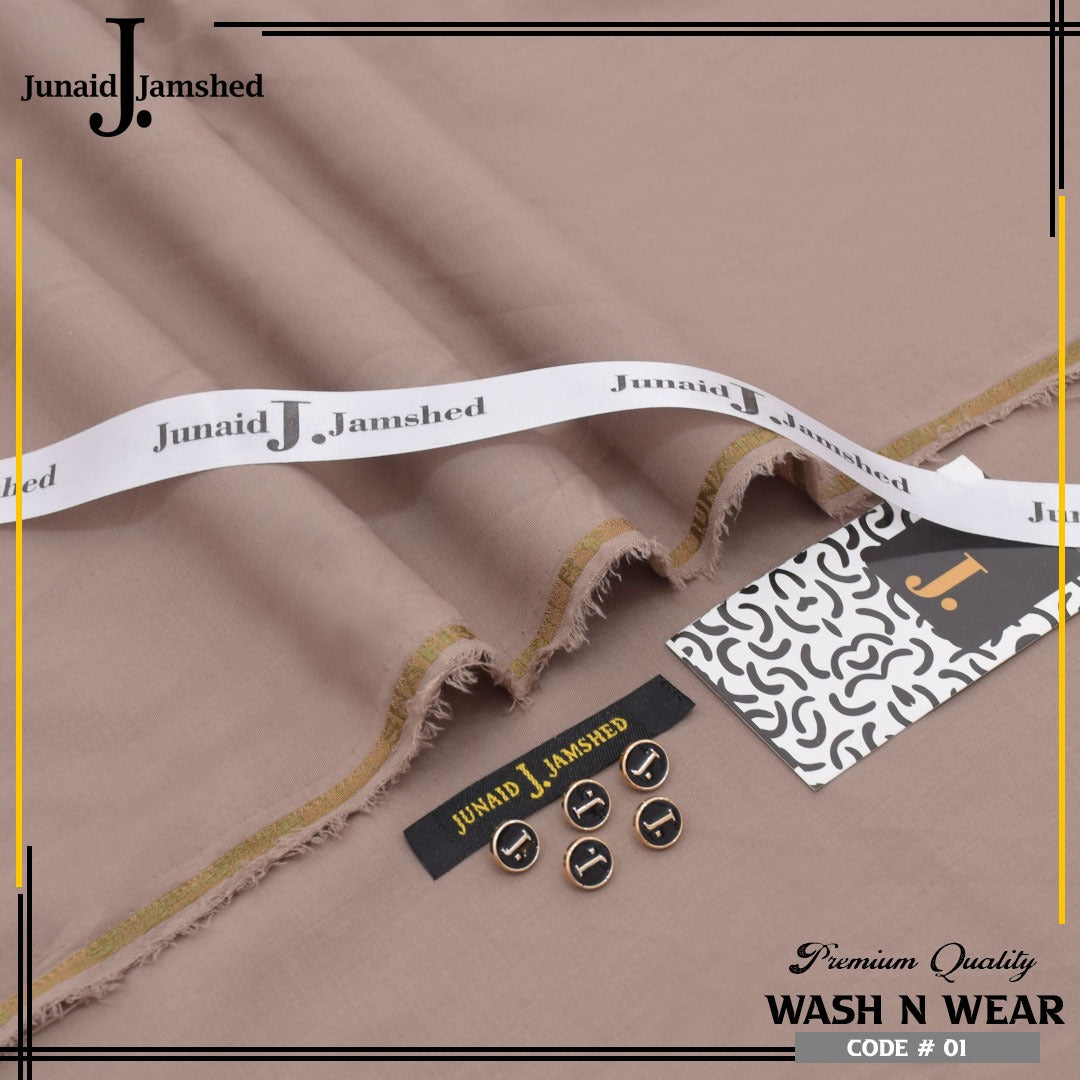 J. Junaid Jamshed Royal Tag Men's Unstitched Wash and Wear Fabric in Muted Taupe