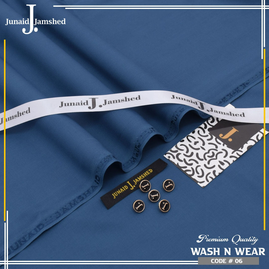 J. Junaid Jamshed Royal Tag Men's Unstitched Wash and Wear Fabric in Steel Blue