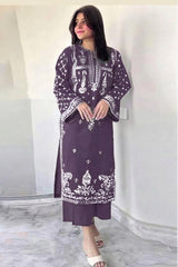 Lawrencepur Wool by Chawla premium winter fabric in deep plum
