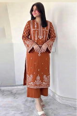 Lawrencepur Wool by Chawla premium winter fabric in burnt orange