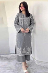 Lawrencepur Wool by Chawla premium winter fabric in Middle grey