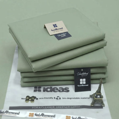 AURA by Gul Ahmed premium Wash & Wear fabric in sage green color