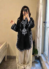 Pure Dhanak 2PC Embroidered Winter Collection in Jet Black