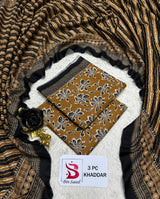 Bin Saeed original Khaddar 3PC suit in Mustard Gold