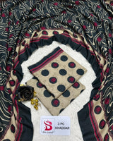 Bin Saeed original Khaddar 3PC suit in Jet Black