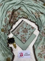 Bin Saeed original Khaddar 3PC suit in Mint Green