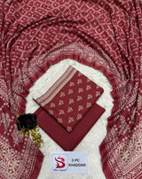 Bin Saeed original Khaddar 3PC suit in Crimson Red