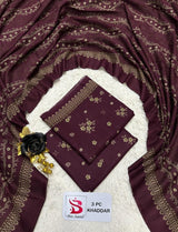 Bin Saeed original Khaddar 3PC suit in Deep Plum
