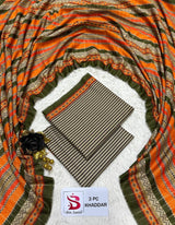 Bin Saeed original Khaddar 3PC suit in Rust Orange