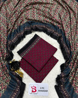 Bin Saeed original Khaddar 3PC suit in Maroon Patterned