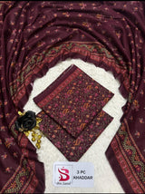 Bin Saeed original Khaddar 3PC suit in Wine Burgundy