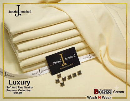 Junaid Jamshed Boski Cream Wash N Wear fabric