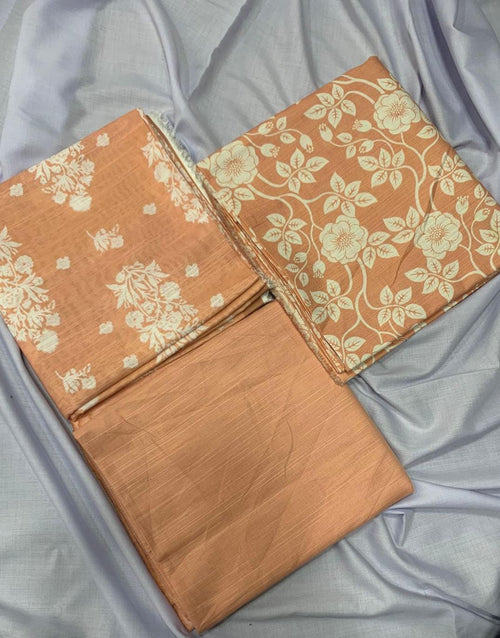 Brown Floral Printed Khaddar 3 Piece Suit | Elegant Winter Collection