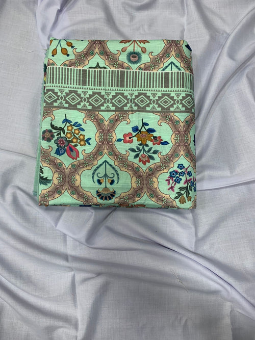 Elegant Mint Green Printed Khaddar 3 Piece Suit – Winter Collection