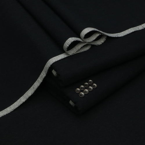 Kamalia Khaddar Premium Quality 100% Pure Cotton Khaddar in Jet Black, 7 Meter Suit