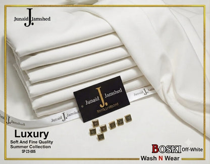 Junaid Jamshed Luxury Off-White Boski Wash N Wear fabric