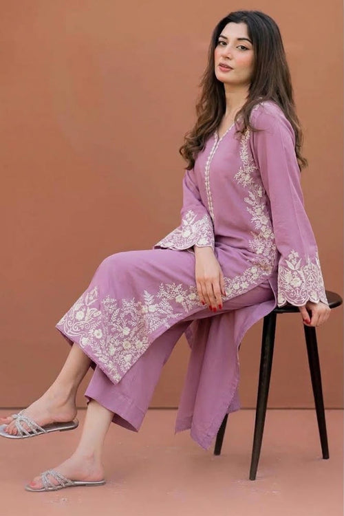 Pure Dhanak 2PC Embroidered Winter Collection in ROSE PINK