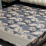 Printed waterproof mattress cover in steel blue
