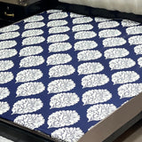 Printed waterproof mattress cover in royal indigo