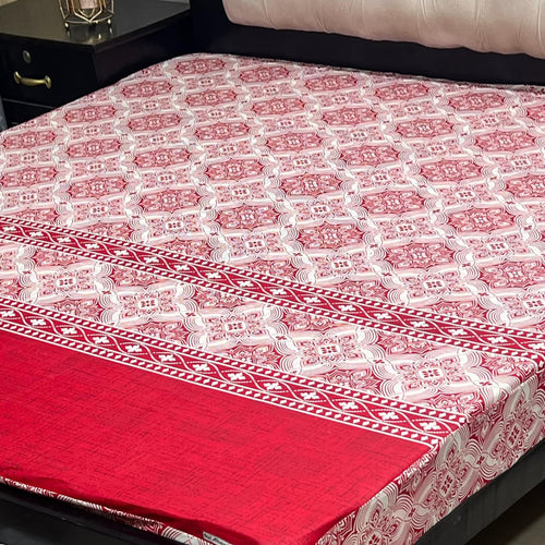 Printed waterproof mattress cover in crimson red