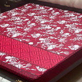 Printed waterproof mattress cover in deep crimson
