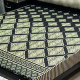 Printed waterproof mattress cover in obsidian black