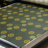 Printed waterproof mattress cover in olive green