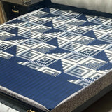 Printed waterproof mattress cover in navy blue