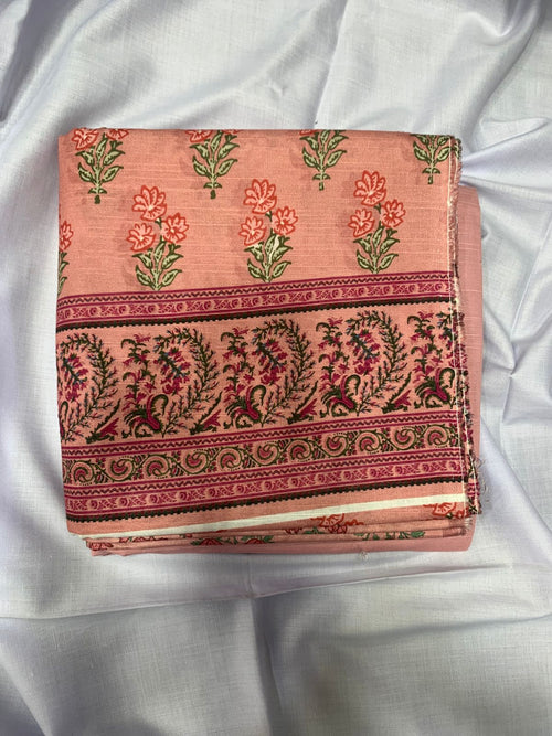 Peach Floral Printed Khaddar 3 Piece Suit | Premium Winter Collection