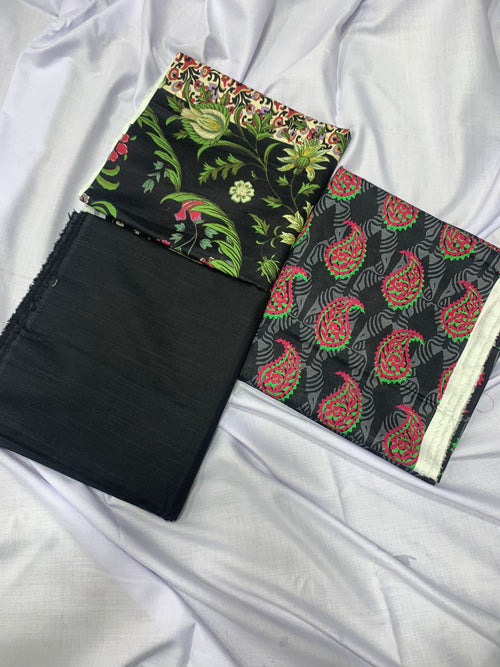 Printed Black Khaddar 3 Piece Suit – Winter Collection