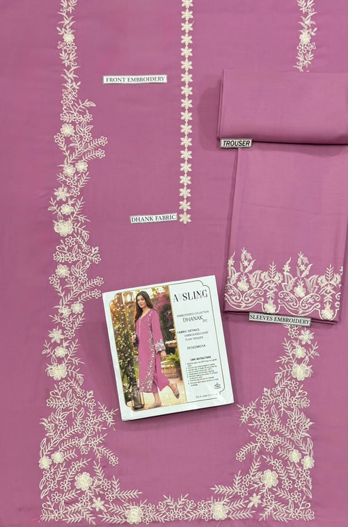 Pure Dhanak 2PC Embroidered Winter Collection in ROSE PINK
