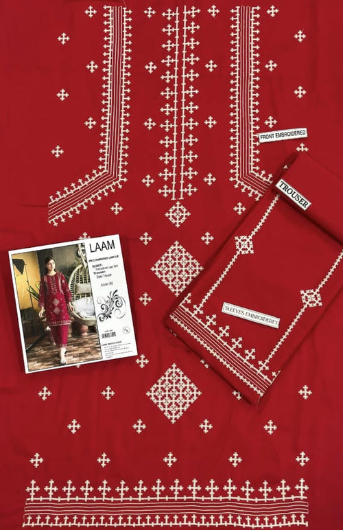 Pure Dhanak 2PC Embroidered Winter Collection IN CRIMSON RED 
