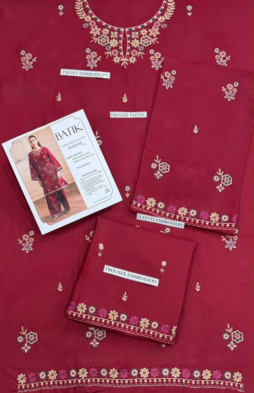 Pure Dhanak 2PC Embroidered Winter Collection in RICH BURGENDY RED