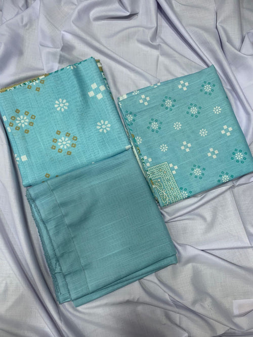 Turquoise Printed Khaddar 3 Piece Suit | Elegant Winter Collection