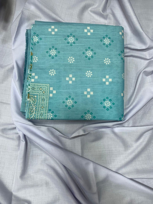 Turquoise Printed Khaddar 3 Piece Suit | Elegant Winter Collection
