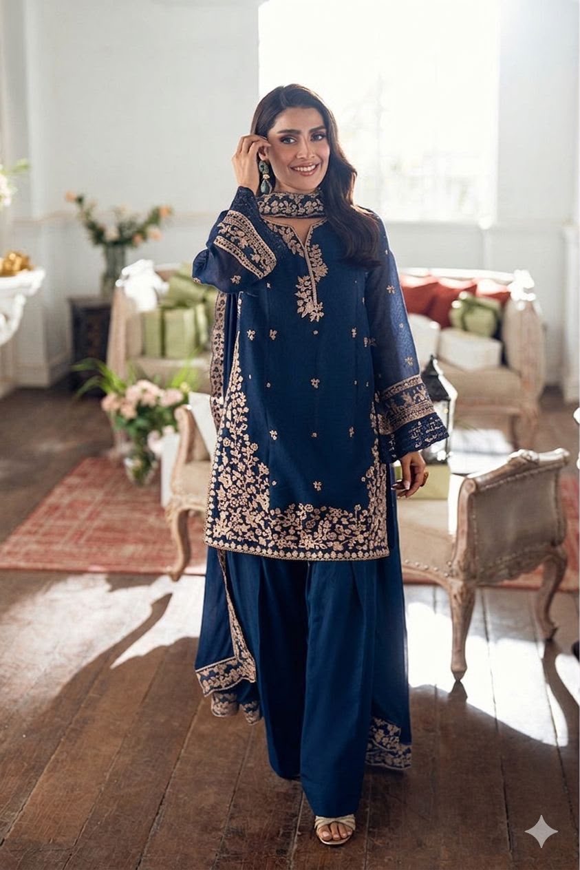 Pure Dhanak 3-Piece Embroidered Suit for Women | Premium Pakistani Unstitched Collection