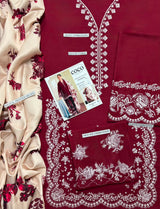 Pure Dhanak 3-Piece Embroidered Suit for Women | Premium Pakistani Unstitched Collection
