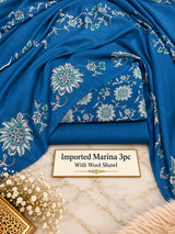 Imported Marina 3Pc Suit with Wool Shawl – Floral Print