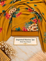 Imported Marina 3Pc Suit with Wool Shawl – Floral Print