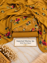 Imported Marina 3Pc Suit with Wool Shawl – Floral Print