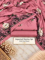 Imported Marina 3Pc Suit with Wool Shawl – Floral Print