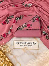 Imported Marina 3Pc Suit with Wool Shawl – Floral Print