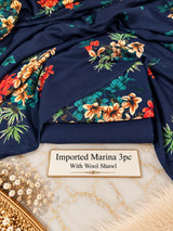 Imported Marina 3Pc Suit with Wool Shawl – Floral Print