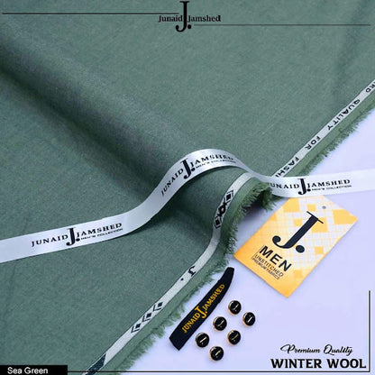 Junaid Jamshed Winter Wool Fabric in Light Sea Green Shade - Premium Winter Suit for Men